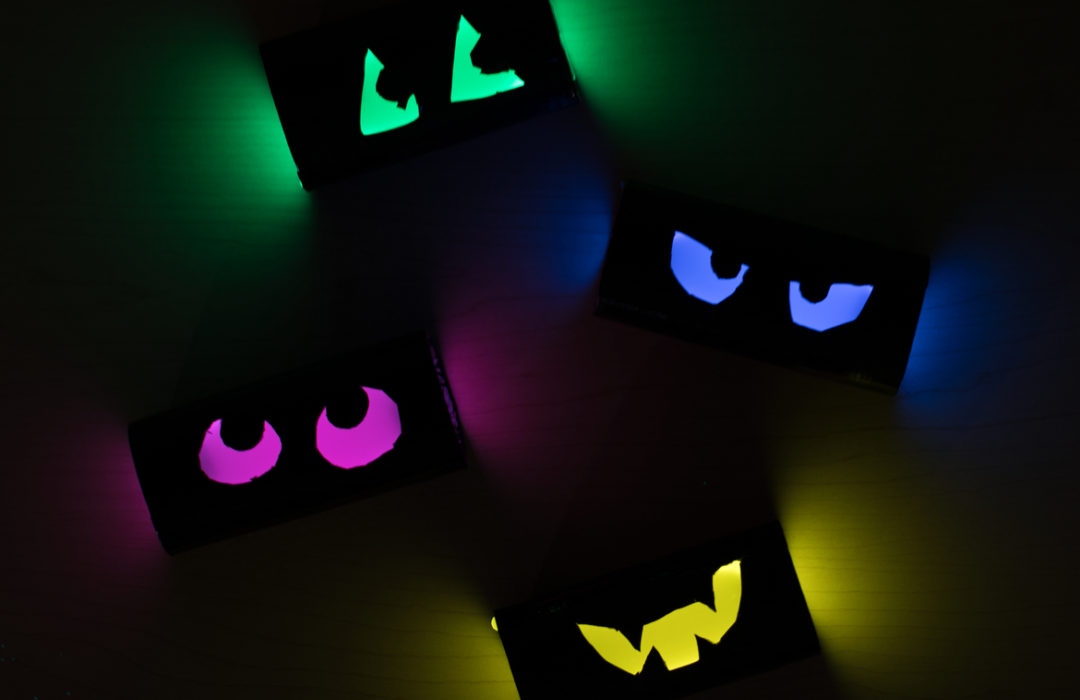 Cardboard Glow Eyes Halloween Project