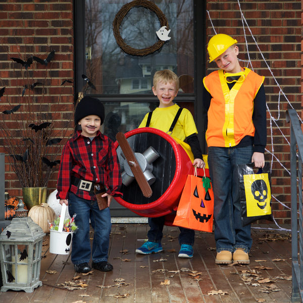 A group of kids in Halloween costumes