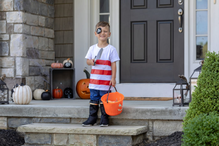 A child dressed as a pirate for Halloween