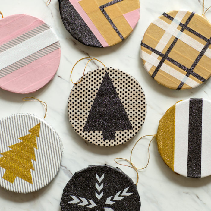 Circle ornaments made with Duck Washi tape