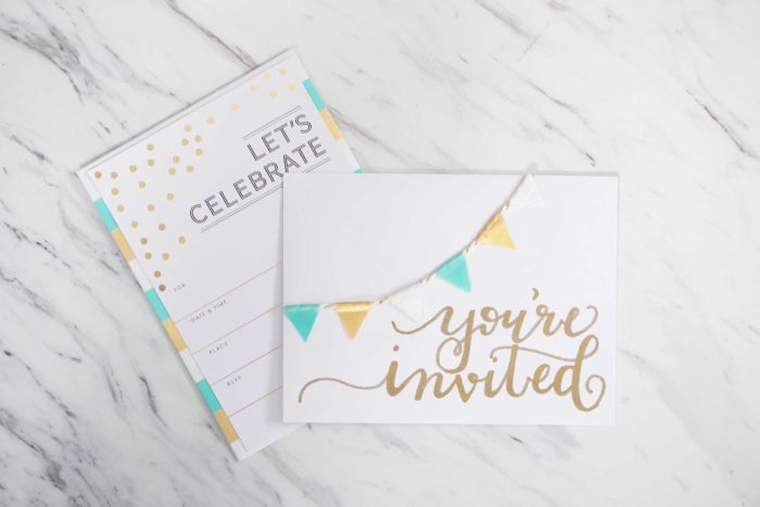 A party invitation decorated with washi tape.