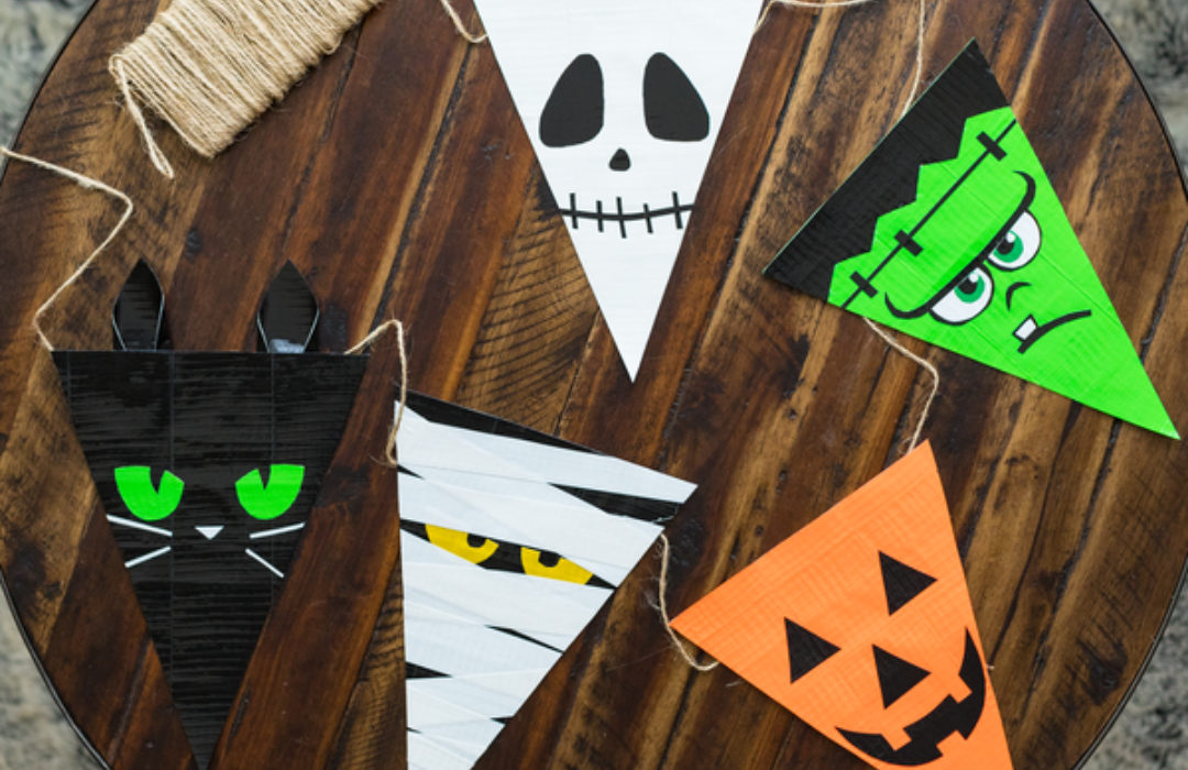 Halloween themed banner made of Duck tape