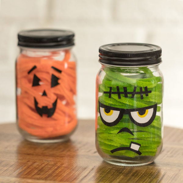 Completed Duck Tape® Halloween Mason Jars