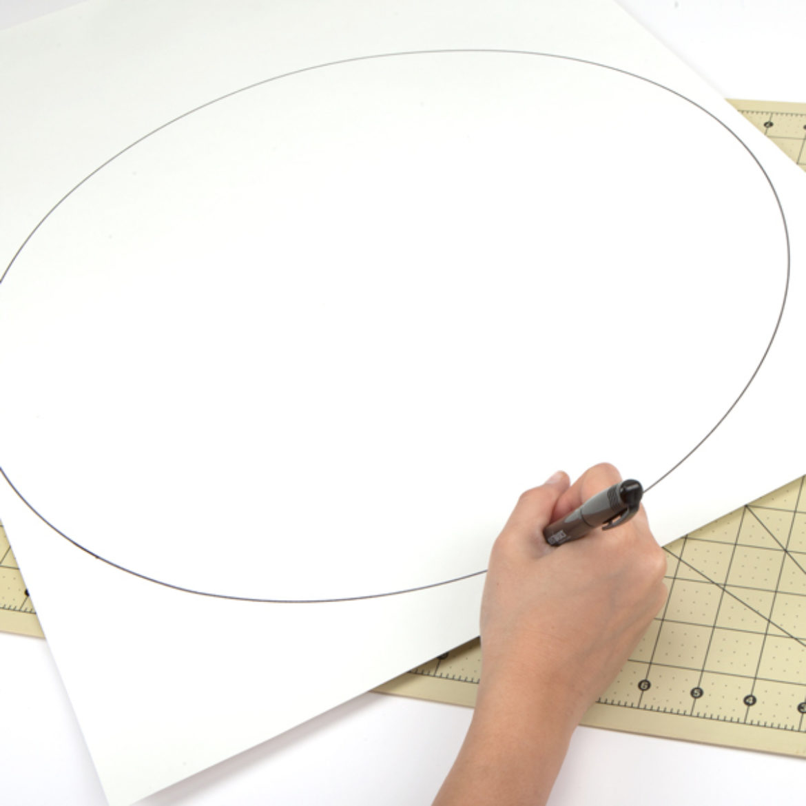 Large circle drawn onto another piece of poster board
