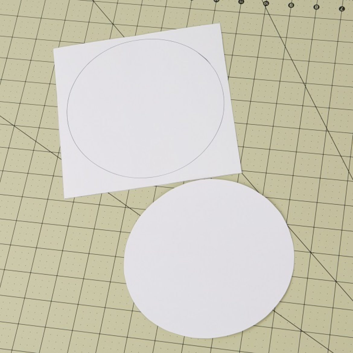 Two circles drawn and cut out of pieces of cardstock