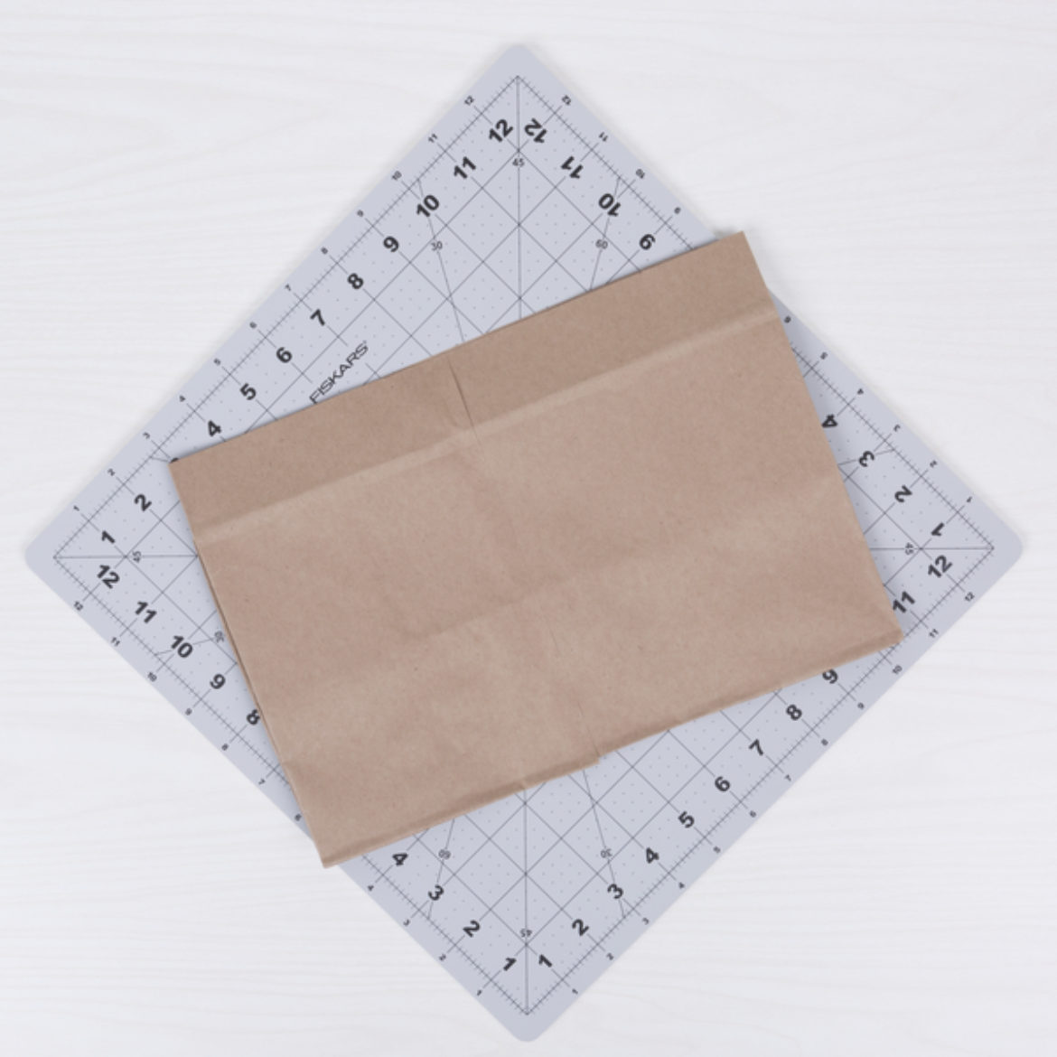 Paper bag with the top half cut off