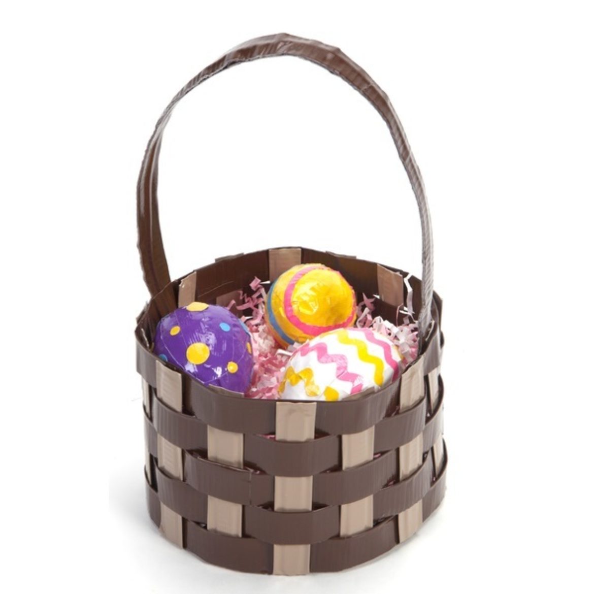 Completed Duck Tape® Woven Easter basket with Duck Tape Easter eggs